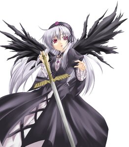 Rating: Safe Score: 0 Tags: 1girl auto_tagged black_wings commentary_request dress flower frilled_sleeves frills hairband holding_weapon image juliet_sleeves long_hair long_sleeves looking_at_viewer open_mouth pink_eyes puffy_sleeves purple_eyes rose rozen_maiden silver_hair simple_background solo suigintou sword tadokoro_teppei very_long_hair weapon white_background wings User: admin