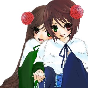 Rating: Safe Score: 0 Tags: 2girls :d auto_tagged brown_hair dress flower green_dress green_eyes hair_ornament heterochromia holding_hands image long_sleeves looking_at_viewer multiple_girls pair red_eyes rose siblings simple_background sisters smile souseiseki suiseiseki twins white_background User: admin