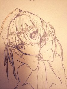 Rating: Safe Score: 0 Tags: 1girl auto_tagged bangs flower image looking_at_viewer maid monochrome rose shinku simple_background sketch solo traditional_media upper_body User: admin