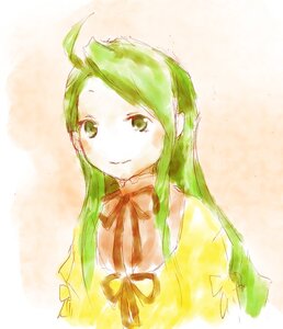 Rating: Safe Score: 0 Tags: 1girl ahoge bow bowtie green_eyes green_hair image kanaria long_hair looking_at_viewer neck_ribbon ribbon solo striped upper_body yellow_bow User: admin