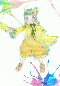 Rating: Safe Score: 0 Tags: 1girl ahoge dress green_eyes hat image kanaria long_sleeves solo watercolor_(medium) yellow_dress User: admin