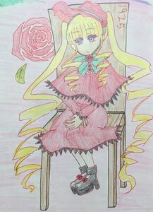 Rating: Safe Score: 0 Tags: 1girl bangs blonde_hair blue_eyes bonnet boots bow bowtie capelet dress drill_hair flower full_body hat image long_hair looking_at_viewer photo pink_flower pink_rose red_capelet red_dress red_flower red_rose rose shinku solo standing traditional_media twin_drills twintails very_long_hair User: admin