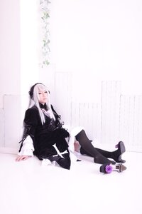 Rating: Safe Score: 0 Tags: 1girl bangs black_dress black_footwear boots closed_mouth dress flower frills gothic_lolita hairband lolita_fashion long_hair long_sleeves silver_hair sitting solo suigintou very_long_hair User: admin