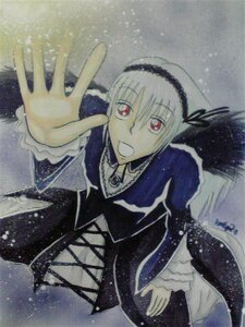 Rating: Safe Score: 0 Tags: 1girl black_ribbon brooch cross-laced_clothes dress frills hairband image jewelry long_hair long_sleeves looking_at_viewer open_mouth red_eyes ribbon solo suigintou wings User: admin