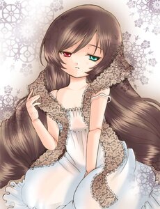 Rating: Safe Score: 0 Tags: 1girl bangs bare_shoulders brown_hair dress floral_background green_eyes heterochromia image lace long_hair looking_at_viewer red_eyes sleeveless_dress solo souseiseki strap_slip suiseiseki very_long_hair white_dress User: admin