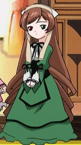 Rating: Safe Score: 0 Tags: 1girl brown_hair dress green_dress green_eyes hairband heterochromia image long_hair long_sleeves looking_at_viewer red_eyes ribbon solo standing suiseiseki very_long_hair User: admin