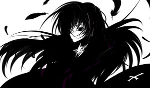 Rating: Safe Score: 0 Tags: bird black_feathers crow feathers greyscale image long_hair looking_at_viewer monochrome simple_background smile solo suigintou upper_body white_background white_feathers User: admin