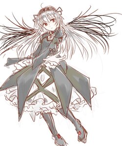 Rating: Safe Score: 0 Tags: 1girl bangs black_dress closed_mouth dress eyebrows_visible_through_hair frills full_body hairband image long_hair long_sleeves looking_at_viewer pantyhose red_eyes ribbon simple_background solo standing suigintou very_long_hair white_background wings User: admin