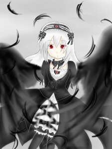 Rating: Safe Score: 0 Tags: 1girl black_dress black_ribbon black_wings dress feathers frills gothic_lolita hairband image juliet_sleeves lolita_fashion lolita_hairband long_hair long_sleeves looking_at_viewer polka_dot polka_dot_background puffy_sleeves red_eyes ribbon silver_hair solo suigintou wings zoom_layer User: admin