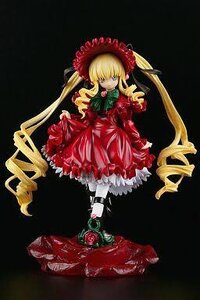 Rating: Safe Score: 0 Tags: 1girl black_background blonde_hair blue_eyes bonnet bow bowtie doll dress drill_hair flower frills full_body long_hair long_sleeves looking_at_viewer red_dress red_flower red_rose rose shinku solo standing twintails User: admin