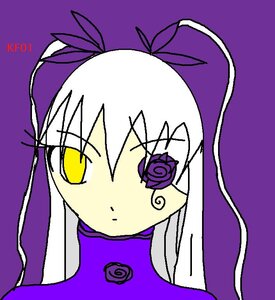 Rating: Safe Score: 0 Tags: 1girl bangs barasuishou closed_mouth eyebrows_visible_through_hair flower hair_between_eyes hair_flower hair_ornament image long_hair looking_at_viewer purple_background purple_flower purple_rose purple_theme ribbon rose simple_background solo yellow_eyes User: admin