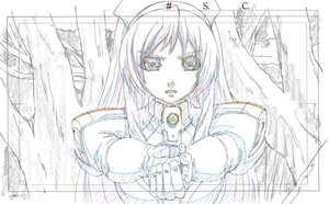 Rating: Safe Score: 0 Tags: 1girl holding image long_hair long_sleeves looking_at_viewer monochrome sketch solo suiseiseki upper_body weapon User: admin