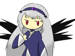 Rating: Safe Score: 0 Tags: 1girl black_wings chibi choker detached_collar dress flower hairband image long_hair long_sleeves silver_hair simple_background solo suigintou very_long_hair white_background wings User: admin