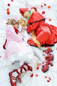 Rating: Safe Score: 0 Tags: blonde_hair dress flower lying multiple_cosplay petals red_footwear rose rose_petals shoes striped tagme User: admin