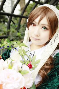 Rating: Safe Score: 0 Tags: 1girl bangs blurry blurry_background blurry_foreground brown_hair closed_mouth depth_of_field flower green_eyes heterochromia lips long_hair looking_at_viewer plant red_eyes solo suiseiseki white_flower User: admin