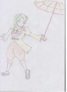 Rating: Safe Score: 0 Tags: 1girl flower full_body green_eyes green_hair hair_ornament holding holding_umbrella image kanaria long_sleeves parasol rain solo standing umbrella User: admin