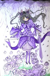 Rating: Safe Score: 0 Tags: 1girl barasuishou blue_flower blue_rose dress flower hair_flower himekaidou_hatate image long_hair petals pink_rose purple_eyes purple_flower purple_rose red_rose ribbon rose rose_petals solo sword thorns twintails weapon white_rose User: admin