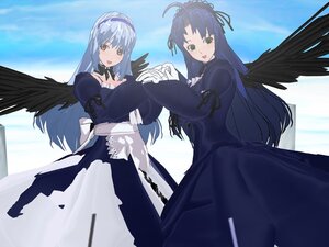 Rating: Safe Score: 0 Tags: 2girls angel_wings black_dress black_wings breasts dress feathered_wings green_eyes image long_hair long_sleeves multiple_girls open_mouth smile solo suigintou tongue wings User: admin