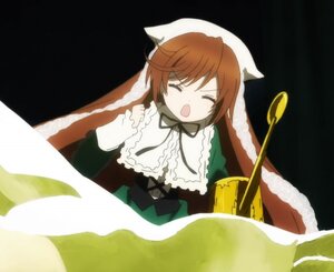 Rating: Safe Score: 0 Tags: 1girl brown_hair cat_ears closed_eyes dress green_dress head_scarf image in_container long_sleeves open_mouth solo suiseiseki User: admin