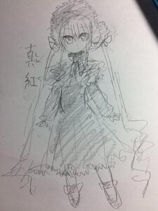 Rating: Safe Score: 0 Tags: 1girl auto_tagged bangs blush closed_mouth dress eyebrows_visible_through_hair full_body image long_hair long_sleeves looking_at_viewer monochrome photo shinku sketch sleeves_past_fingers sleeves_past_wrists smile solo standing traditional_media User: admin