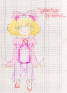 Rating: Safe Score: 0 Tags: 1girl blonde_hair bow chain-link_fence dress fence green_eyes hair_bow hina_ichigo hinaichigo image long_sleeves looking_at_viewer pink_bow pink_dress plaid plaid_background short_hair solo standing tiles User: admin