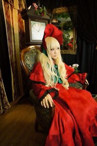 Rating: Safe Score: 0 Tags: 1girl blonde_hair curtains dress flower indoors long_hair long_sleeves looking_at_viewer painting_(object) red_dress rose shinku solo traditional_media window User: admin