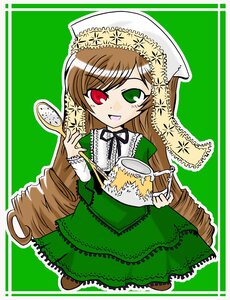 Rating: Safe Score: 0 Tags: 1girl :d brown_hair dress drill_hair frills full_body green_background green_dress green_eyes head_scarf heterochromia image long_hair long_sleeves looking_at_viewer red_eyes smile solo suiseiseki twin_drills very_long_hair watering_can User: admin