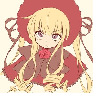 Rating: Safe Score: 0 Tags: 1girl :< blonde_hair blush bonnet bow capelet drill_hair flower image long_hair looking_at_viewer pink_flower pink_rose pout purple_eyes red_capelet ringlets rose shinku sidelocks simple_background solo twin_drills twintails upper_body v-shaped_eyebrows User: admin