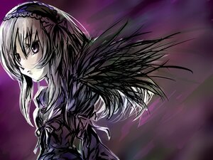 Rating: Safe Score: 0 Tags: 1girl black_wings dress frills hairband image lolita_hairband long_hair long_sleeves purple_theme silver_hair solo suigintou upper_body wings User: admin