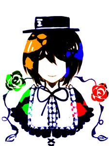 Rating: Safe Score: 0 Tags: 1girl black_hair blue_flower blue_rose flower hat image red_flower red_rose ribbon rose short_hair smile solo souseiseki thorns upper_body white_background User: admin