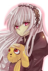 Rating: Safe Score: 0 Tags: 1girl bangs closed_mouth dress eyebrows_visible_through_hair frills hair_between_eyes hairband holding image juliet_sleeves long_hair long_sleeves looking_at_viewer pink_eyes puffy_sleeves red_eyes silver_hair solo suigintou upper_body User: admin