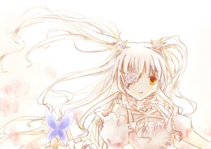 Rating: Safe Score: 0 Tags: 1girl bug butterfly dress eyepatch flower frills hair_flower hair_ornament image insect kirakishou long_hair rose solo two_side_up white_flower white_rose User: admin