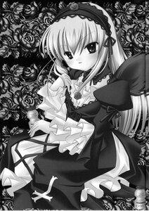 Rating: Safe Score: 0 Tags: 1girl blush dress flower frills gothic_lolita greyscale hairband image lolita_fashion lolita_hairband long_hair long_sleeves looking_at_viewer monochrome rose solo suigintou traditional_media wings User: admin