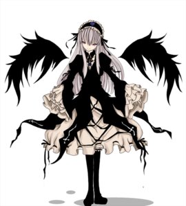 Rating: Safe Score: 0 Tags: 1girl black_wings boots dress flower frills full_body hairband image knee_boots long_hair long_sleeves looking_at_viewer ribbon rose simple_background solo suigintou very_long_hair white_background wings User: admin