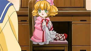 Rating: Safe Score: 0 Tags: 1girl blonde_hair bow dress drill_hair frills green_eyes hina_ichigo hinaichigo image indoors long_sleeves open_mouth pink_bow pink_dress shoes sitting solo User: admin