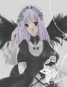 Rating: Safe Score: 0 Tags: 1girl bangs black_dress black_ribbon black_wings detached_collar dress flower frills hairband image long_hair long_sleeves looking_at_viewer red_eyes ribbon rose solo suigintou wings User: admin