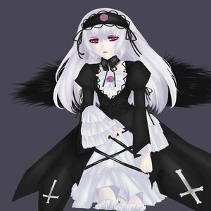 Rating: Safe Score: 0 Tags: 1girl black_dress black_wings cross dress frills hairband image long_hair long_sleeves looking_at_viewer pink_eyes puffy_sleeves ribbon silver_hair solo suigintou wings User: admin