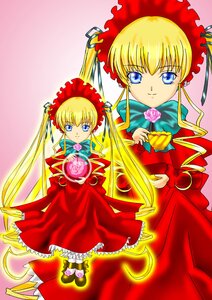 Rating: Safe Score: 0 Tags: 2girls blonde_hair blue_eyes bonnet bow dress drill_hair flower frills full_body green_bow image long_hair long_sleeves looking_at_viewer multiple_girls red_dress rose shinku shoes sidelocks smile solo standing twintails very_long_hair User: admin