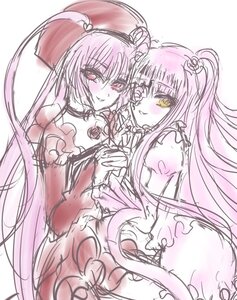 Rating: Safe Score: 0 Tags: 2girls blush dress flower frills hat holding_hands image kirakishou long_hair multiple_girls pair rose sketch smile suigintou yellow_eyes User: admin