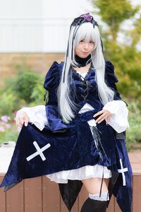 Rating: Safe Score: 0 Tags: 1girl 3d black_legwear blurry blurry_background depth_of_field dress flower frills garter_straps gothic_lolita lips lolita_fashion long_hair long_sleeves looking_at_viewer outdoors photo solo suigintou thighhighs User: admin