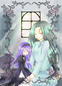 Rating: Safe Score: 0 Tags: 2girls closed_eyes dress flower hairband holding_hands image kakizaki_megu long_hair long_sleeves multiple_girls purple_hair rose sisters solo suigintou wings User: admin