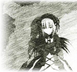 Rating: Safe Score: 0 Tags: 1girl dress greyscale hairband image long_hair long_sleeves looking_at_viewer monochrome solo suigintou User: admin