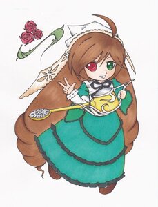 Rating: Safe Score: 0 Tags: 1girl auto_tagged brown_hair dress flower frills full_body green_dress green_eyes grin heterochromia image long_hair long_sleeves looking_at_viewer red_eyes rose smile solo suiseiseki very_long_hair watering_can User: admin