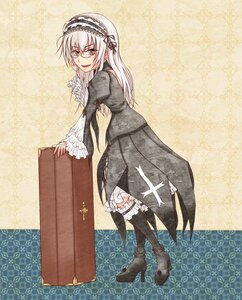 Rating: Safe Score: 3 Tags: 1girl black_footwear boots dress frills full_body glasses gothic_lolita hairband high_heel_boots high_heels image knee_boots lolita_fashion long_hair long_sleeves looking_at_viewer open_mouth solo standing suigintou User: admin