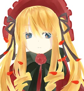 Rating: Safe Score: 0 Tags: 1girl black_ribbon blonde_hair blue_eyes closed_mouth drill_hair expressionless flower hair_ribbon image long_hair looking_at_viewer petals ribbon rose rose_petals shinku simple_background solo twintails white_background User: admin