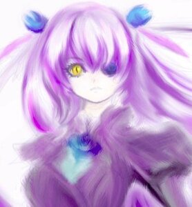 Rating: Safe Score: 0 Tags: 1girl barasuishou grin hair_ornament image long_hair looking_at_viewer purple_theme smile solo yellow_eyes User: admin
