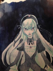 Rating: Safe Score: 0 Tags: 1girl black_ribbon detached_collar dress hairband image lips long_hair long_sleeves looking_at_viewer red_eyes ribbon solo suigintou traditional_media upper_body very_long_hair User: admin