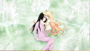 Rating: Safe Score: 0 Tags: 1boy 1girl black_hair blonde_hair closed_eyes couple dress image kirakishou long_hair lying pants solo very_long_hair User: admin