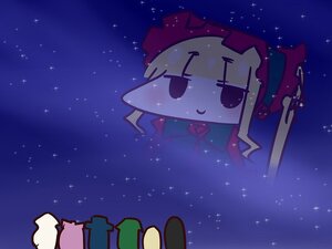 Rating: Safe Score: 0 Tags: 1girl blonde_hair hat image night night_sky shinku shooting_star sky smile solo star_(sky) starry_sky User: admin