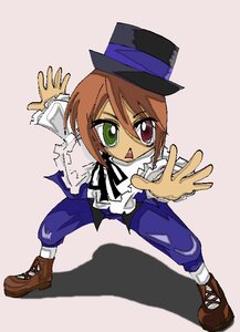 Rating: Safe Score: 0 Tags: 1girl bangs brown_footwear brown_hair full_body green_eyes hat heterochromia image long_sleeves looking_at_viewer pants red_eyes shadow simple_background smile solo souseiseki standing tongue tongue_out top_hat User: admin